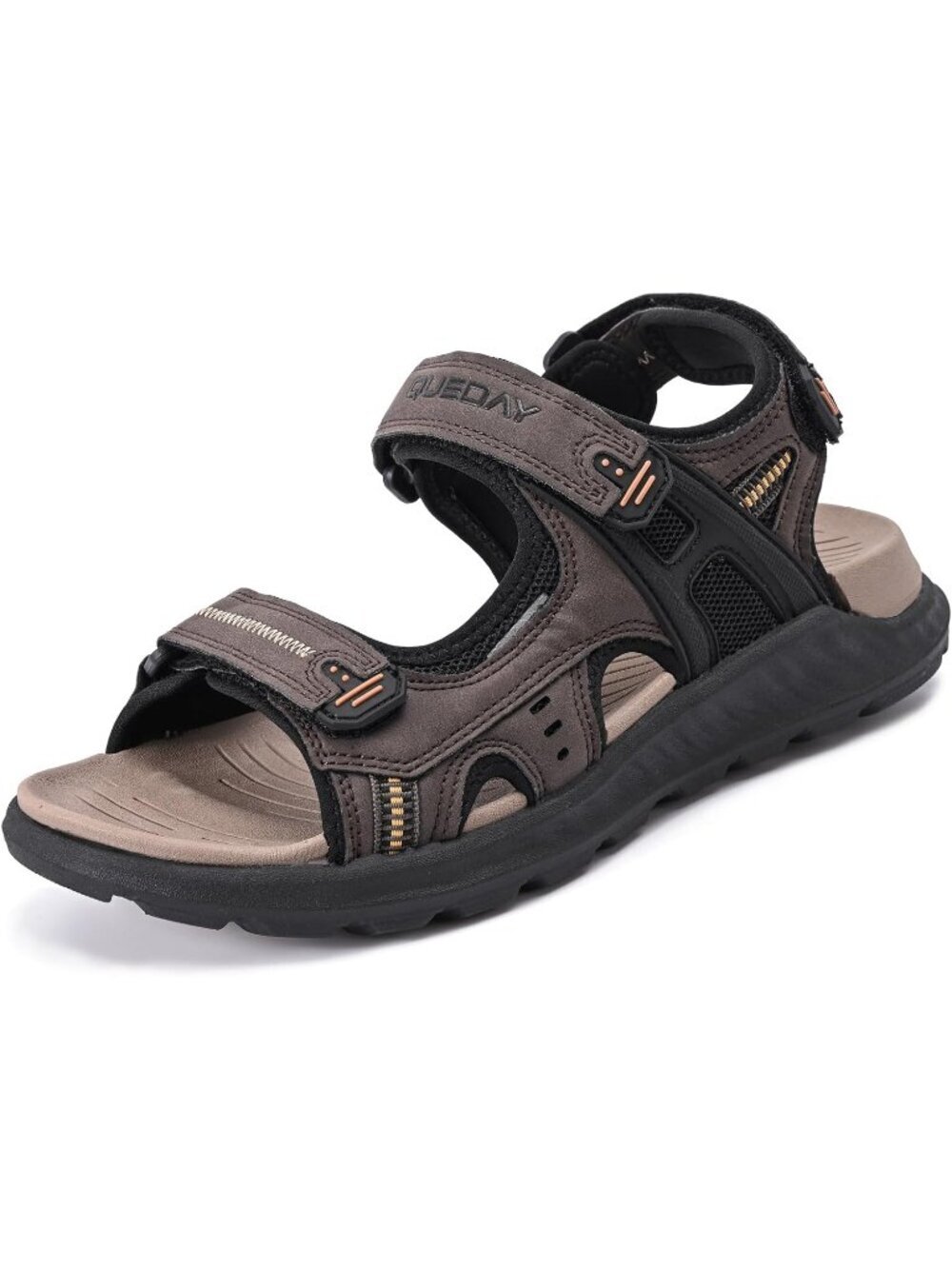 Men's Brown Hiking Sandals With Arch Support Casual Rubber Athletic Shoes